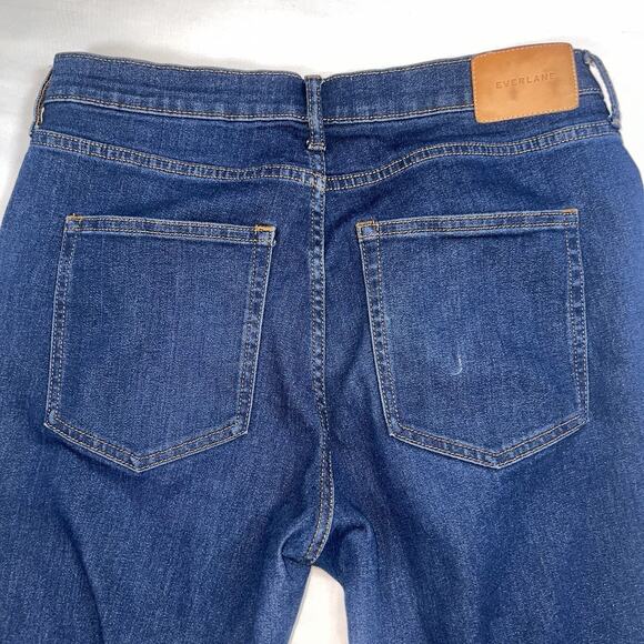 Everlane Jeans Women’s Size 31 Regular Blue Denim Mid Rise Slim Leg Raw Hem Pant - Picture 15 of 16